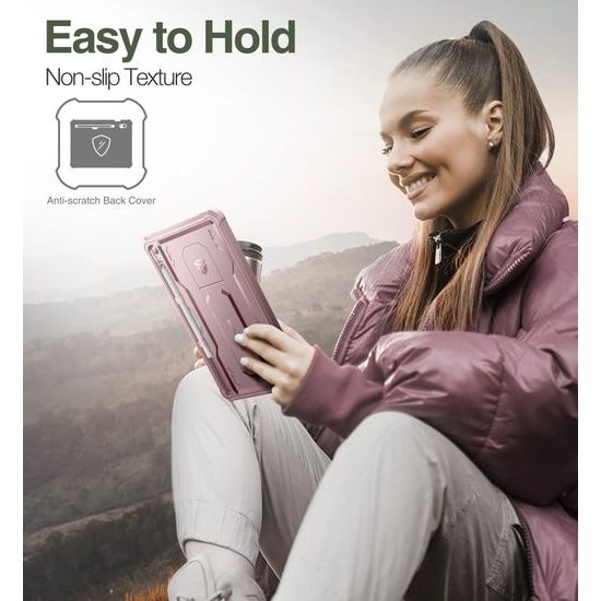 Dexnor 360 Kickstand borító Samsung Galaxy Tab S9 FE, rózsaszín