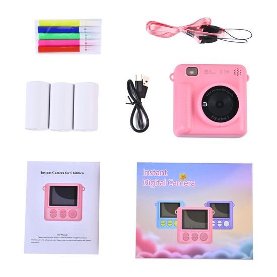 Παιδική φωτογραφική μηχανή με άμεση εκτύπωση, Full HD κάμερα με εκτυπωτή και διασκεδαστικά φίλτρα, ροζ