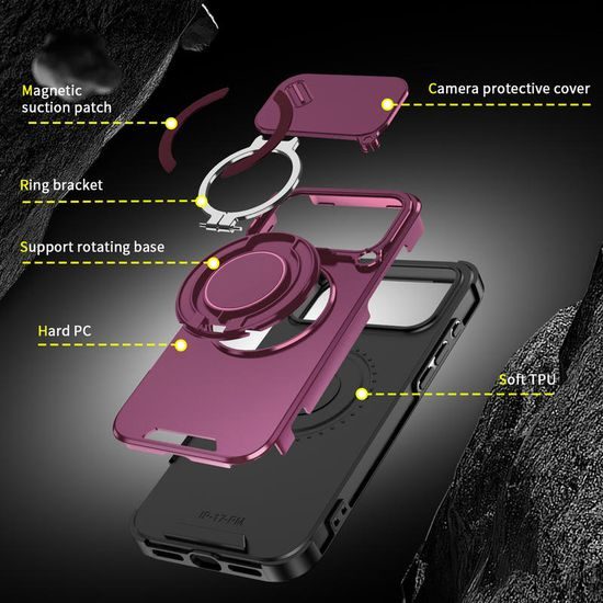 Camslide Stand etui, iPhone 17 Pro Max, vinsko rdeč