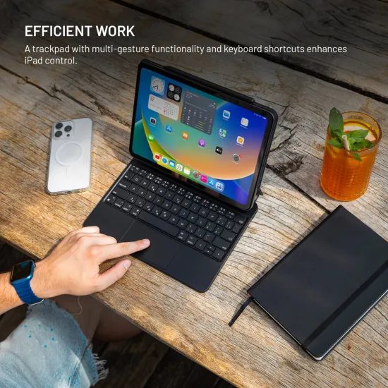 Tok vezeték nélküli billentyűzettel FIXED Typee tabletre, Apple iPad Pro 12.9 2018 / 2020 / 2021 / 2022, iPad Pro 13 / iPad Air 13, CZ, fekete