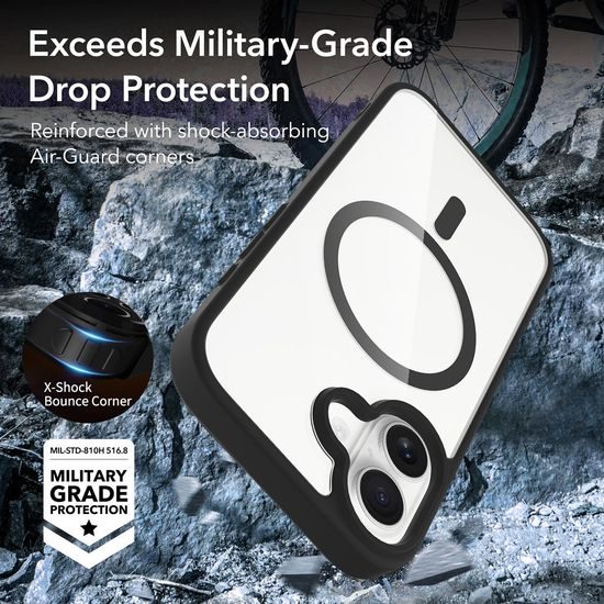 JP MagFit Clear MagSafe θήκη με μαγνήτη N52, iPhone 16, μωβ