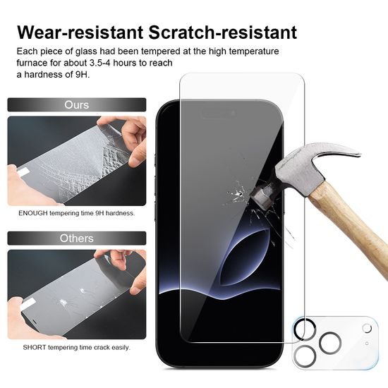 JP Mega Pack Σκληρυμένων Γυαλιών, 3 γυαλιά για τηλέφωνο με εφαρμοστή + 2 γυαλιά για φακό, iPhone 17 Pro Max