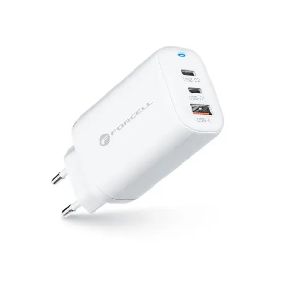 Forcell 65W GaN adapter z 2x USB-C in 1x USB A priključkoma, 3A s funkcijo polnjenja PD in QC 4.0