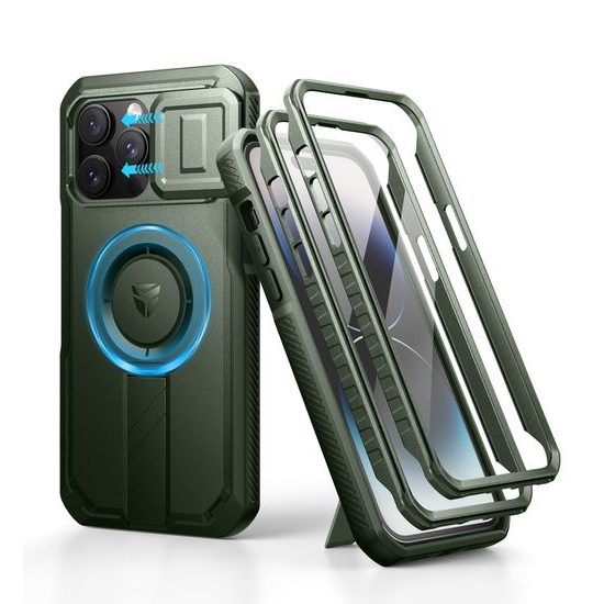 Dexnor MagSafe 360 Kickstand Camprotector obal iPhone 14 Pro Max, zelený