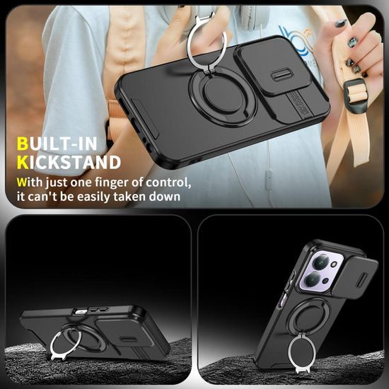 Θήκη Camslide Stand, Xiaomi Redmi 15C, μαύρη