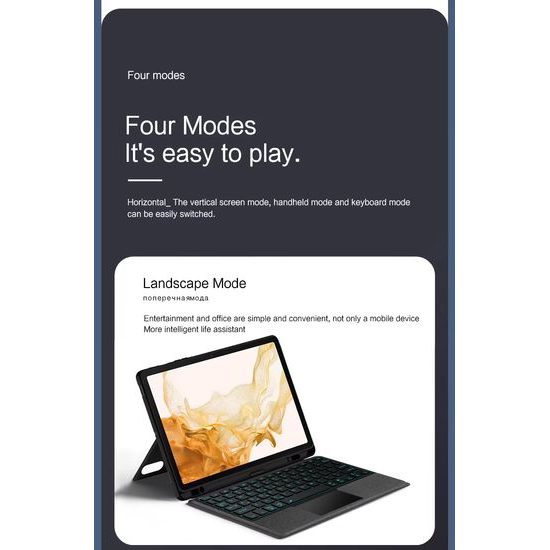 JP Μαγνητική θήκη με αποσπώμενο πληκτρολόγιο Bluetooth, touchpad, φωτισμό, περιστρεφόμενη βάση και θήκη για stylus, Samsung Galaxy Tab S8 Ultra / S9 Ultra / S10 Ultra, μαύρη