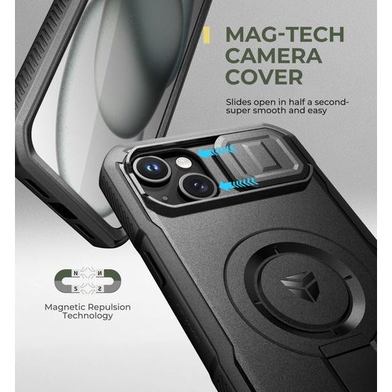 Dexnor MagSafe 360 Kickstand Camprotector Θήκη iPhone 14 Plus / 15 Plus, Μαύρη