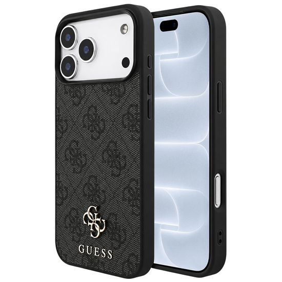Guess 4G Small and Classic Logo MagSafe Hoesje voor iPhone 17 Pro / iPhone 18 Pro - Eko-leer & Siliconen - Zwart