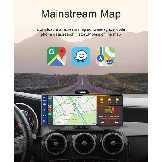 10,26" CarPlay zaslon za auto s bežičnim Apple CarPlay i Android Auto s 4K kamerom i stražnjom Full HD kamerom