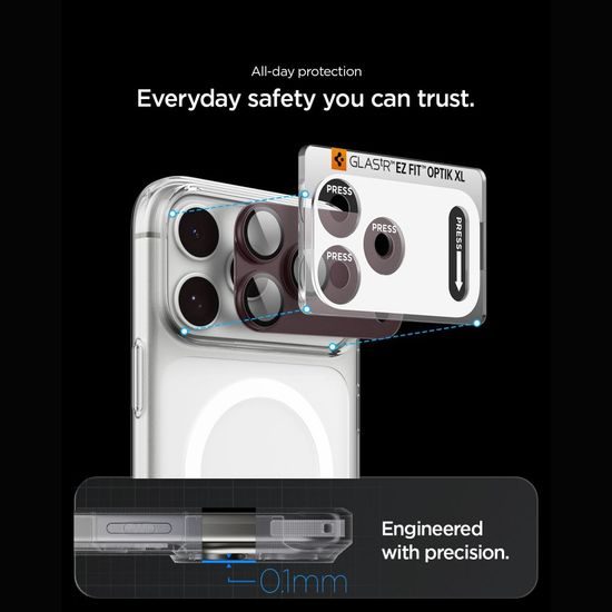 iPhone 18 Pro kaamerakaitse – Spigen Optik Pro XL TR EZ Fit paigaldusraamiga – punane