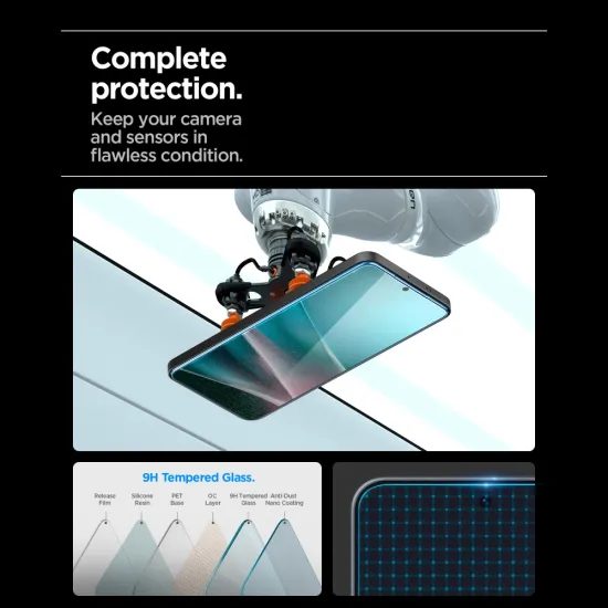 Samsung Galaxy A36 / A37 5G apsauginis stiklas – Spigen Glass.TR EZFit grūdintas stiklas su montavimo rėmeliu