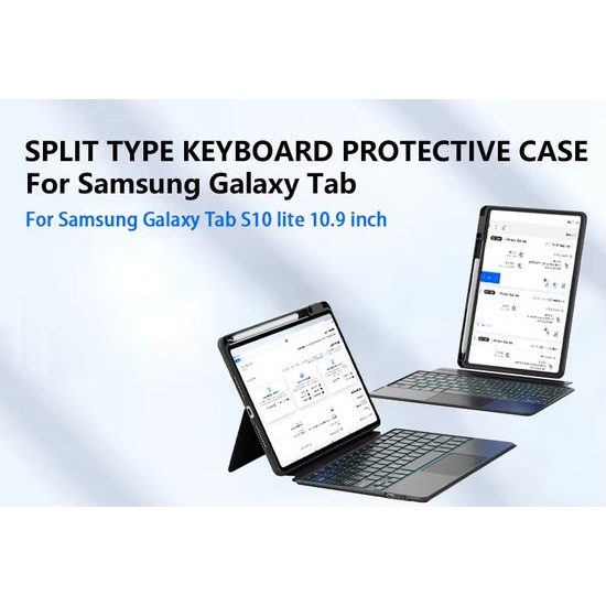 JP Μαγνητική θήκη με αποσπώμενο πληκτρολόγιο Bluetooth, touchpad, φωτισμό, περιστρεφόμενη βάση και θήκη για stylus, Samsung Galaxy Tab S7 / S8 / S9 / S9 FE / S10 FE / S10 Lite / S11, μαύρη