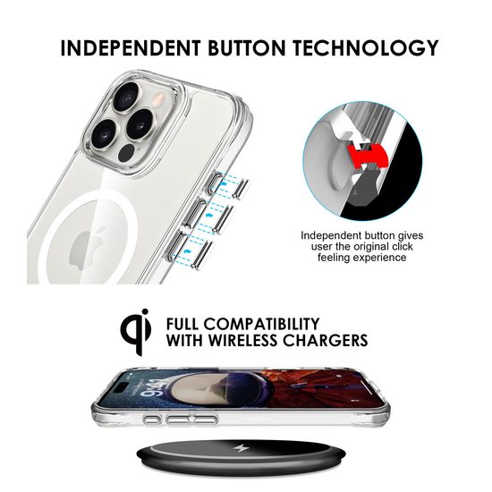 JP MagFit MagSafe Θήκη με Πιστοποίηση 3M SGS, iPhone 16 Pro, Διάφανη