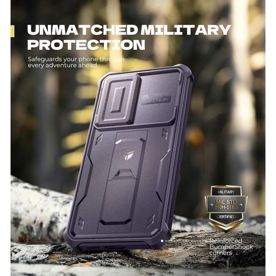 Dexnor 360 Kickstand Camprotector obal Samsung Galaxy S25 FE, fialový