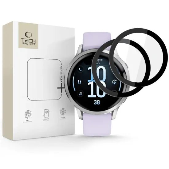 Tech-Protect Glass Flex+, Garmin Venu 4 (41 mm), μαύρο, 2 τεμάχια