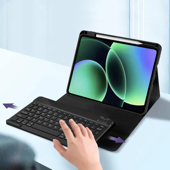Tech-Protect SC Pen Schutzhülle mit Tastatur für Xiaomi Pad 7 / 7 Pro / 8 / 8 Pro 11.2 - Stifthalter und Bluetooth Keyboard - Schwarz