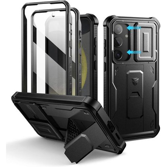 Dexnor 360 Kickstand Camprotector Θήκη Samsung Galaxy S24, Μαύρη
