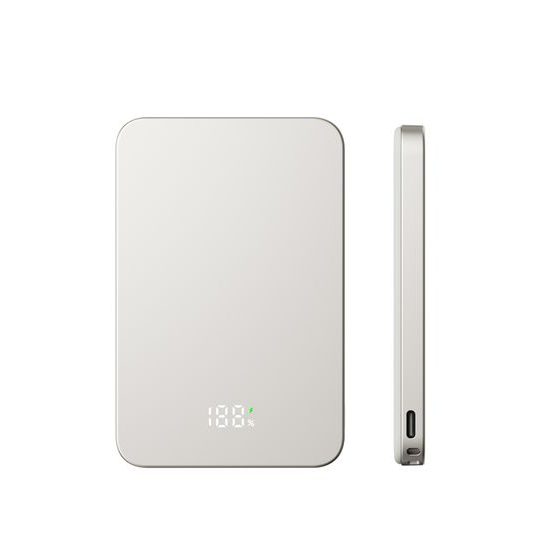 UltraThin MagSafe Power Bank 5000 mAh, PD20W + 15W ασύρματα, ασημί-γκρι