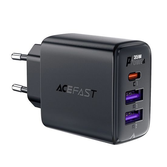 Acefast Ladegerät A57 GaN, PD 35W, 2x USB + USB-C, schwarz