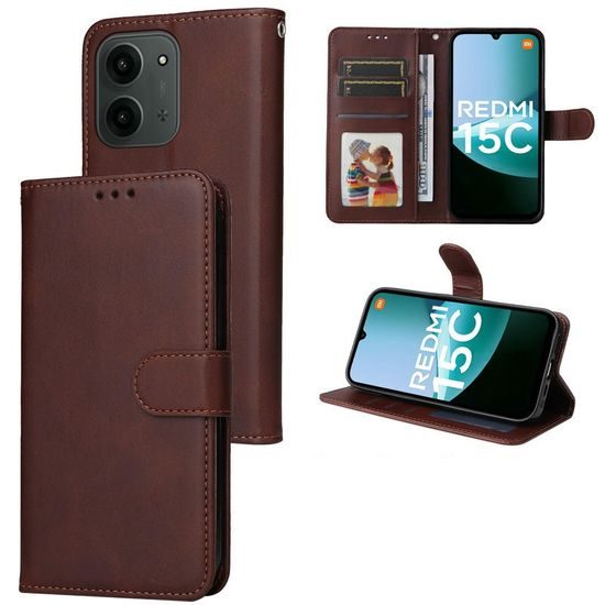 Θήκη Magnet, Xiaomi Redmi 15C, καφέ