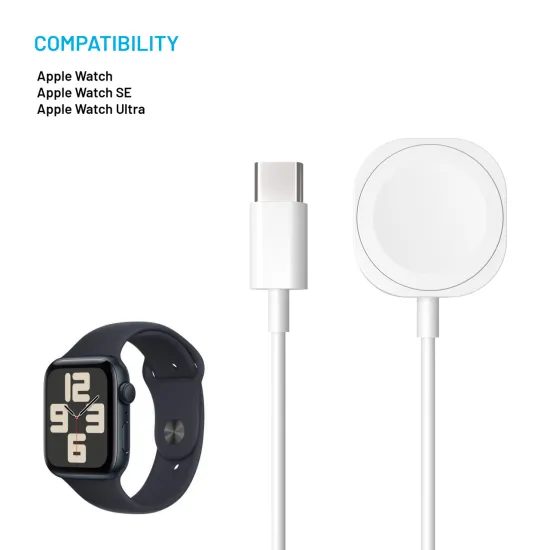 FIXED töltőkábel Apple Watch-hoz, USB-C, fehér