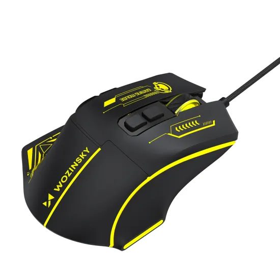 Wozinsky WMGK-1181W Kabelgebundene Optische Gaming Maus für Rechtshänder - 7200 DPI - 7 Tasten - Schwarz / Gelb