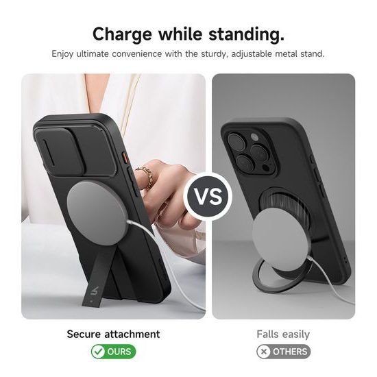 Suritch MagSafe Kickstand Camprotector maska iPhone 16 Pro Max, crna