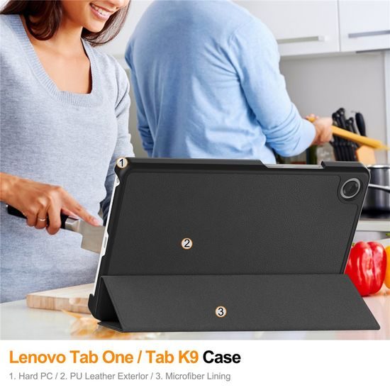 Techsuit FoldPro Schutzhülle für Lenovo Tab One 8.7 - Klappbare Standfunktion - Schwarz