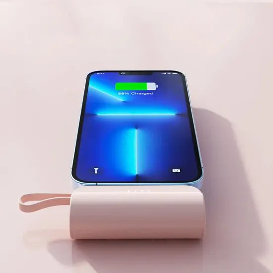 Powerbank PlugOn Lightning με καλώδιο USB-C, 5000 mAh, QC, μαύρο