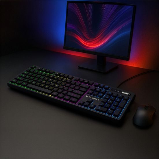Wozinsky WKG-200 RGB Gaming Πληκτρολόγιο με ροδέλα για κύλιση, μαύρο