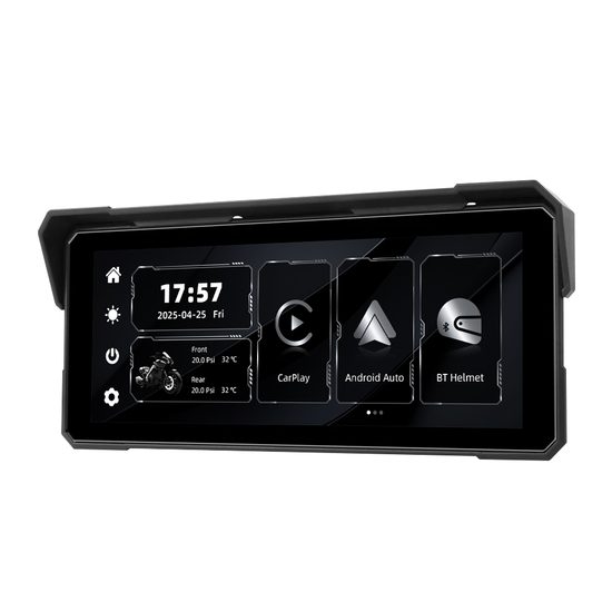 Motocyklowy wyświetlacz IPS 8,1" z bezprzewodowym Apple CarPlay i Android Auto