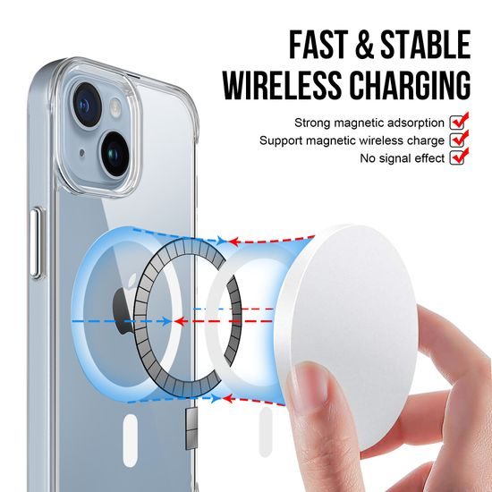 JP MagFit MagSafe etui z certyfikatem SGS 1.2M, iPhone 14 Plus / 15 Plus, przezroczysty