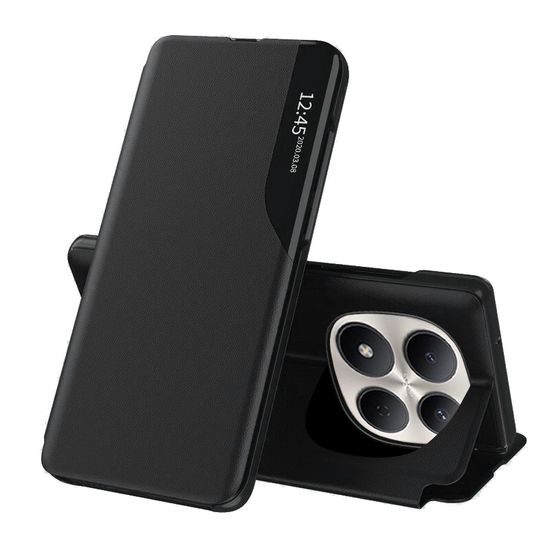 Eco Leather View Schutzhülle für Xiaomi Redmi Note 15 Pro 5G - Kunstleder Flip Case mit Standfunktion - Schwarz