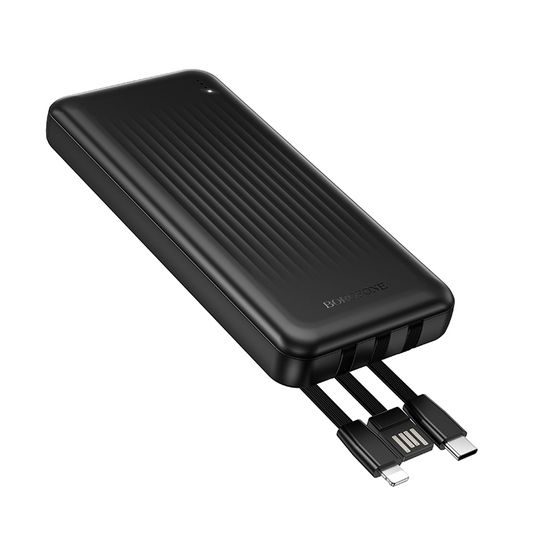 Borofone BJ79 CleverPower Bank 10 000 mAh с USB-C и Lightning кабели, черна