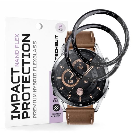 Techsuit Nano Flex, Huawei Watch GT 3 46mm, 2 darab, fekete