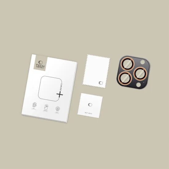 Tech-Protect Camring Fit+, προστατευτικό τζάμι για φακό κάμερας, iPhone 14 Pro / Max / 15 Pro / Max / 16 Pro / Max / 17 Pro / Max, πορτοκαλί