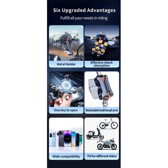 LanParte UBA-M Suport Premium pentru Telefon Motocicletă cu Amortizare Vibrații