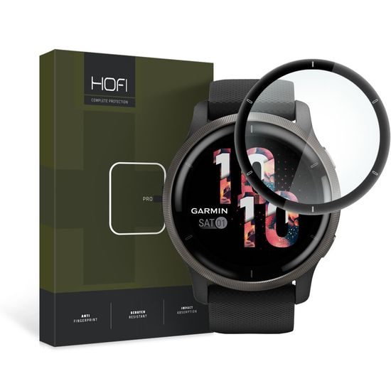 Hofi Hybrid Pro+ Screenprotector - Gehard glas - voor Garmin Venu 2 - Zwart