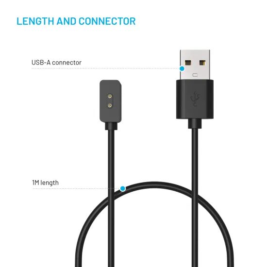 FIXED USB-A töltőkábel Xiaomi Mi Band / Smart Band 8/9/Pro/Active okoskarperecekhez, fekete