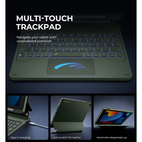 Dexnor magnetische Hülle mit Tastatur, iPad 7 / 8 / 9 10.2", grün