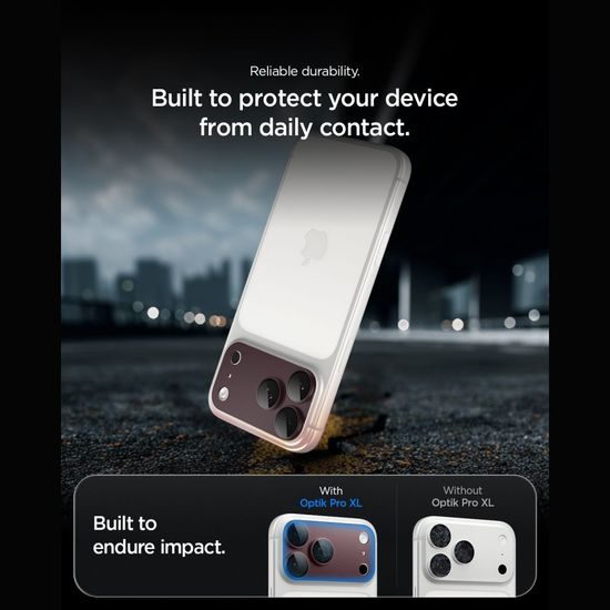 iPhone 18 Pro kaamerakaitse – Spigen Optik Pro XL TR EZ Fit paigaldusraamiga – punane