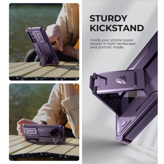 Dexnor 360 Kickstand Camprotector Θήκη Samsung Galaxy S24 Plus, Μωβ