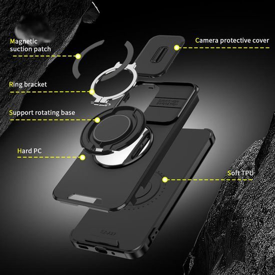 Camslide Stand Schutzhülle für Samsung Galaxy A27 - Integrierter Ständer mit Kamera-Schieber - Schwarz