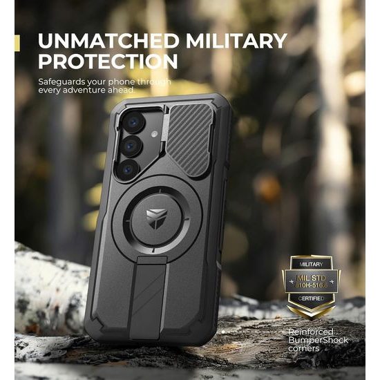 Dexnor MagSafe 360 Kickstand Camprotector maska Samsung Galaxy S25, crna