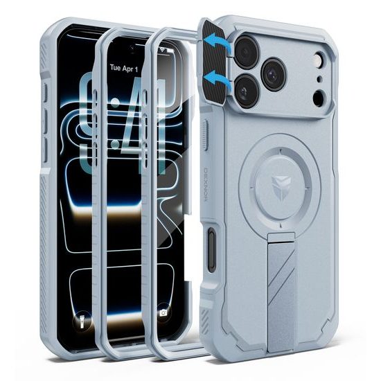Dexnor MagSafe 360 Kickstand Case für iPhone 17 Pro Max / 18 Pro Max mit Kameraschutz - Hellblau