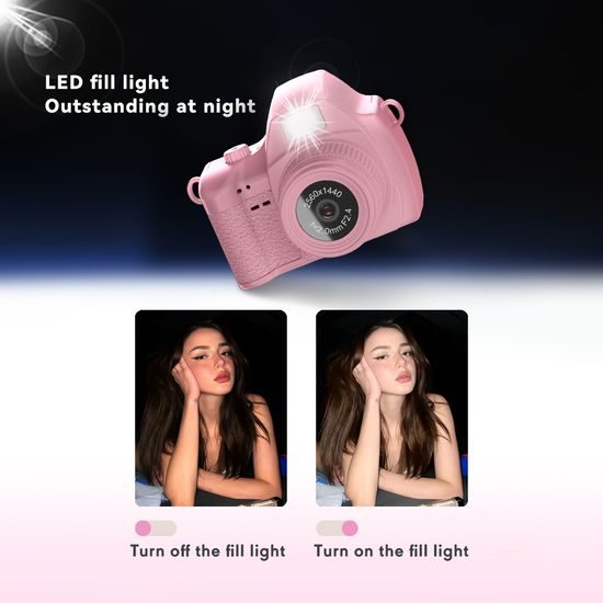 S161 Mini Kamera für Vlogging und TikTok - 1080P/2K Video - 1.47" Display - LED Licht - Gelb