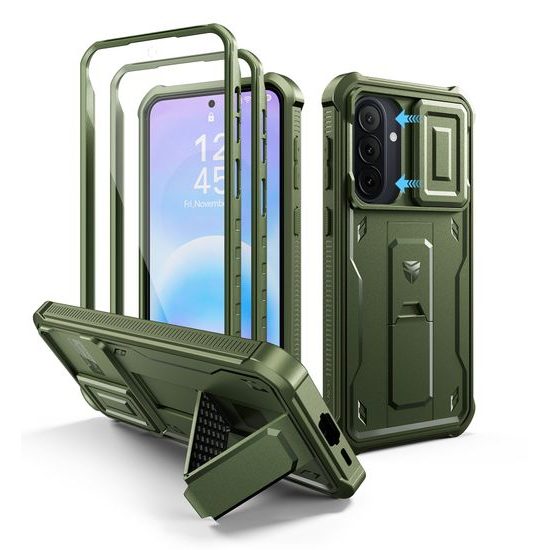 Samsung Galaxy A57 dėklas – Dexnor 360 Kickstand su kameros apsauga – žalia