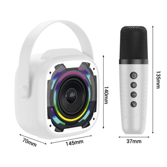 Blavec WS-08 Přenosný karaoke set se 2 mikrofony, 8 W, bílý