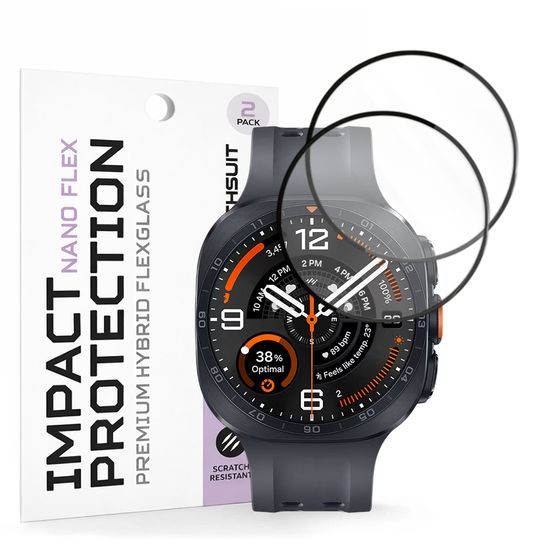 Samsung Galaxy Watch Ultra 2 apsauginė plėvelė – Techsuit Nano Flex – 2 vnt. – juoda