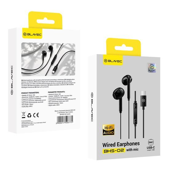 Blavec BHS-02 ενσύρματα ακουστικά με μικρόφωνο USB-C (DAC), μαύρα